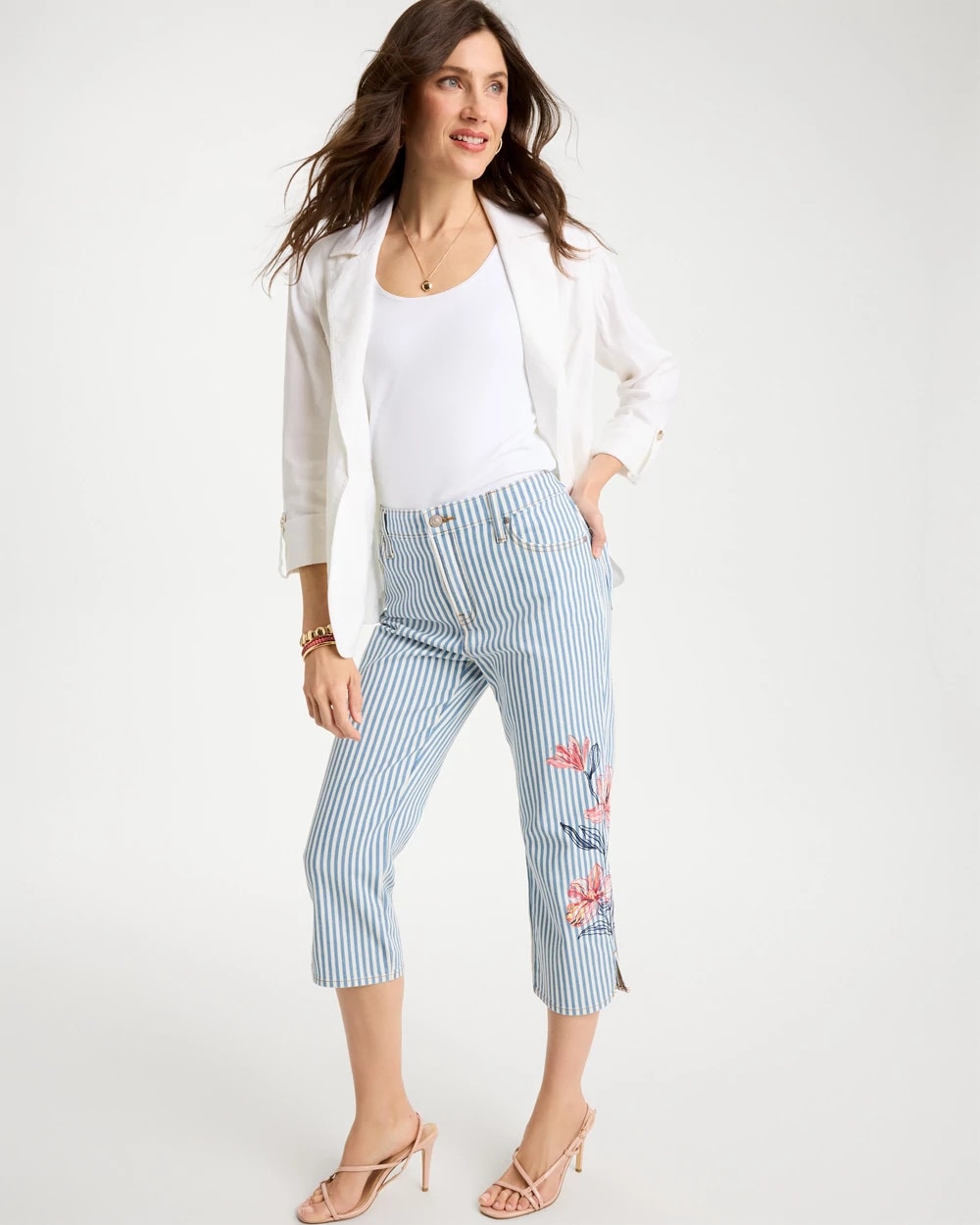 Girlfriend Slim Striped Capri Jeans | Chico's